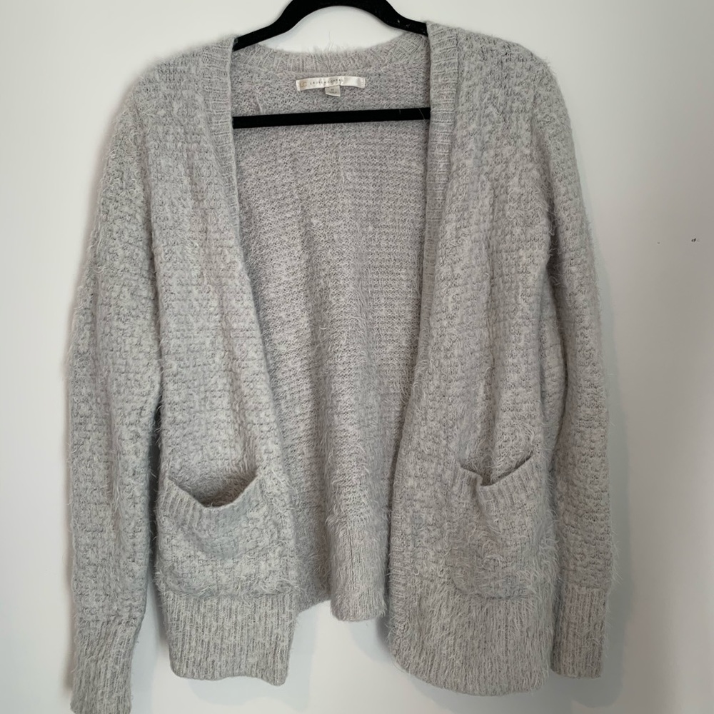 fuzzy cardigan